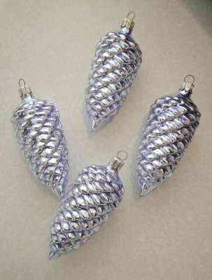 Thüringer Christbaumschmuck Vogel Eisweiß Silberglimmer 4er-Set BxHxT