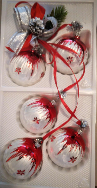 Feuer und Eis - Adventsgehänge 8cm Kugel 5er Gebinde