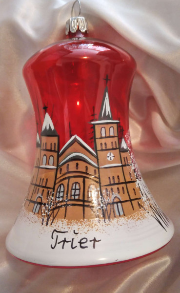 Restposten Weihnachtsmarkt Trier 10cm Glocke rot mit Dommotiv