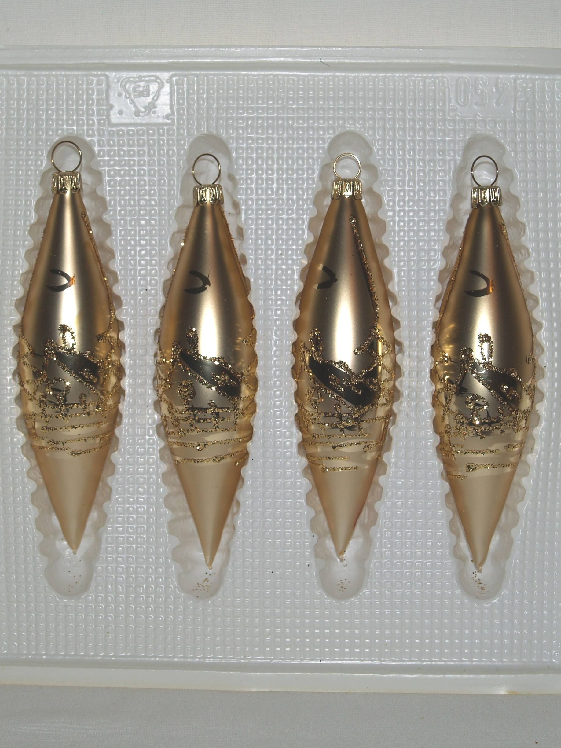 Jingle Bells Lauscha Christbaumschmuck - Glaseule In Champagner Mit Gold