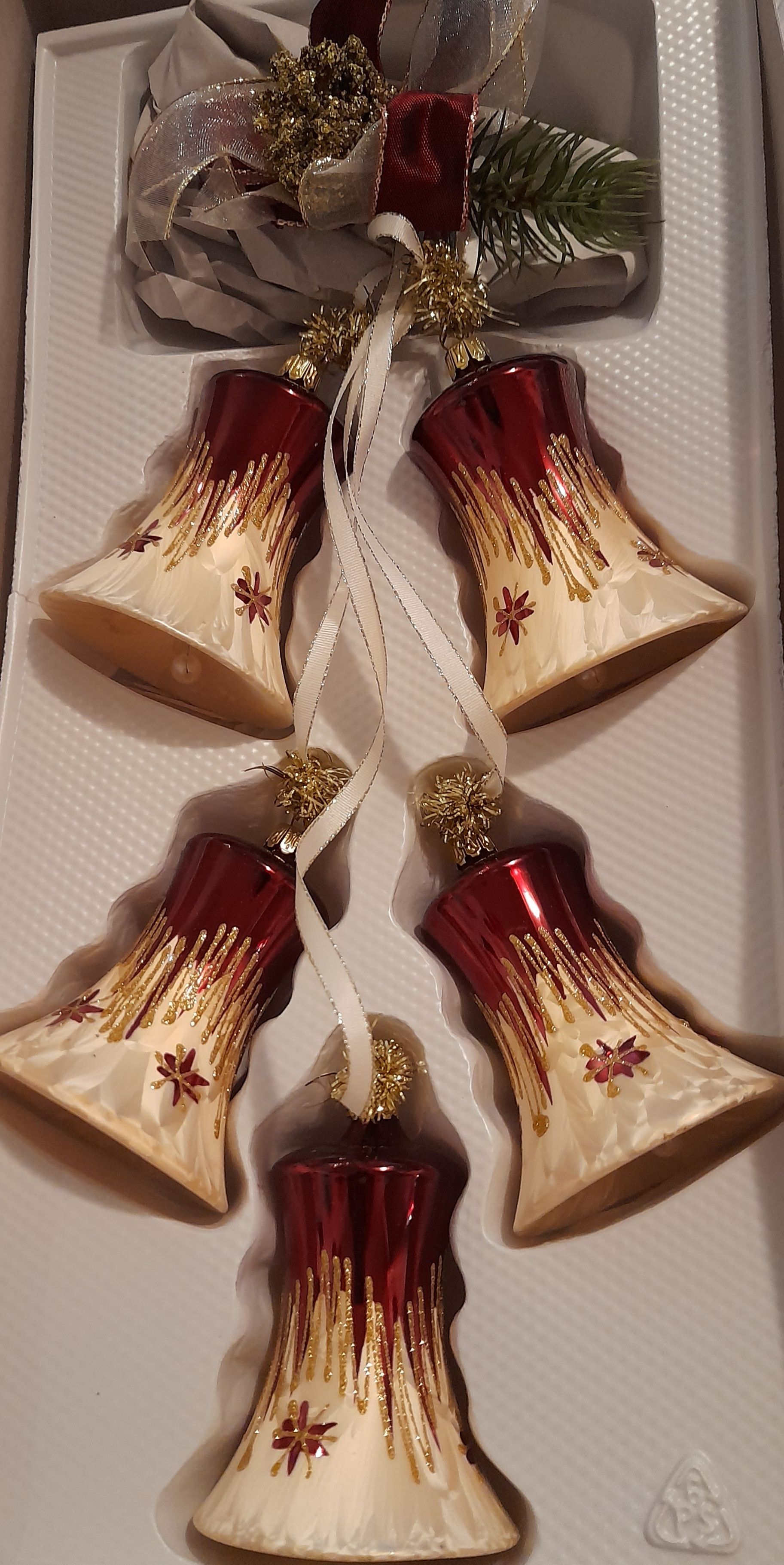 Jingle Bells Christbaumspitze Aus Lauscha - Mundgeblasen Handbemalt Silber 30cm