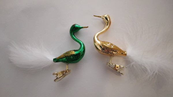 Schwan - 2er Set grün und gold